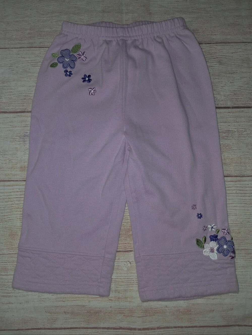 Y2K Gymboree Girls' Lavender Floral Embroidered Pants Size 18-24 Months